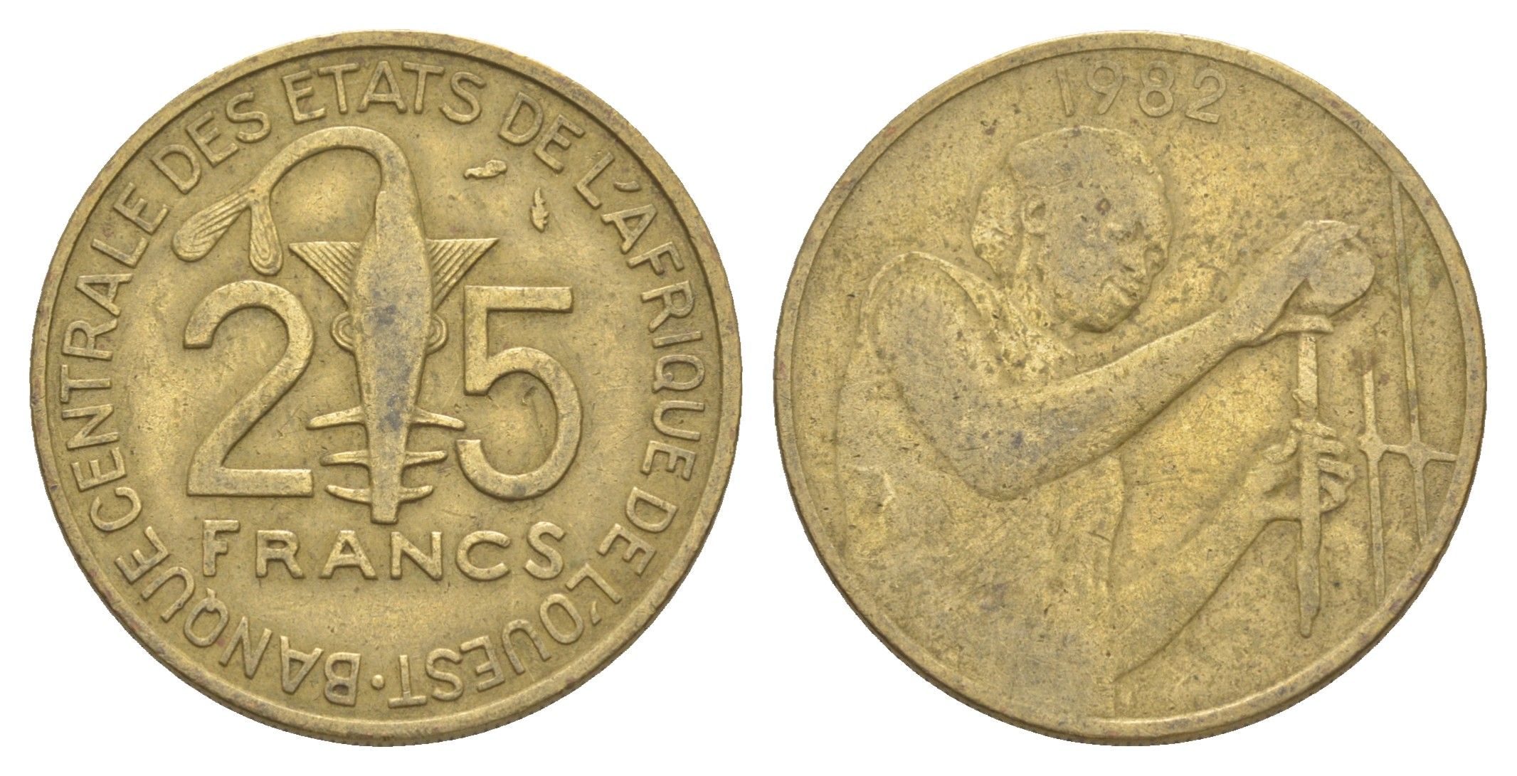 Западная Африка (BCEAO) 25 франков 1982 KM 9 алюминиевая бронза 4612-1156