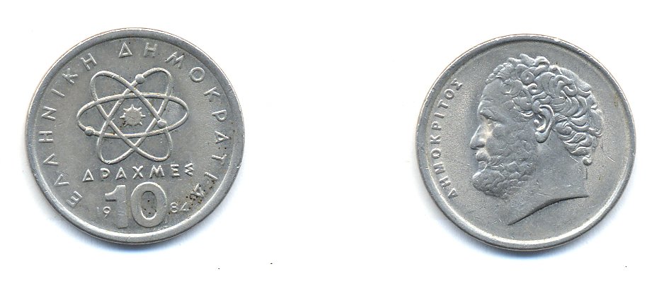 Греция 10 драхм 1984 Демокрит KM 132 медно-никель 4379-1321