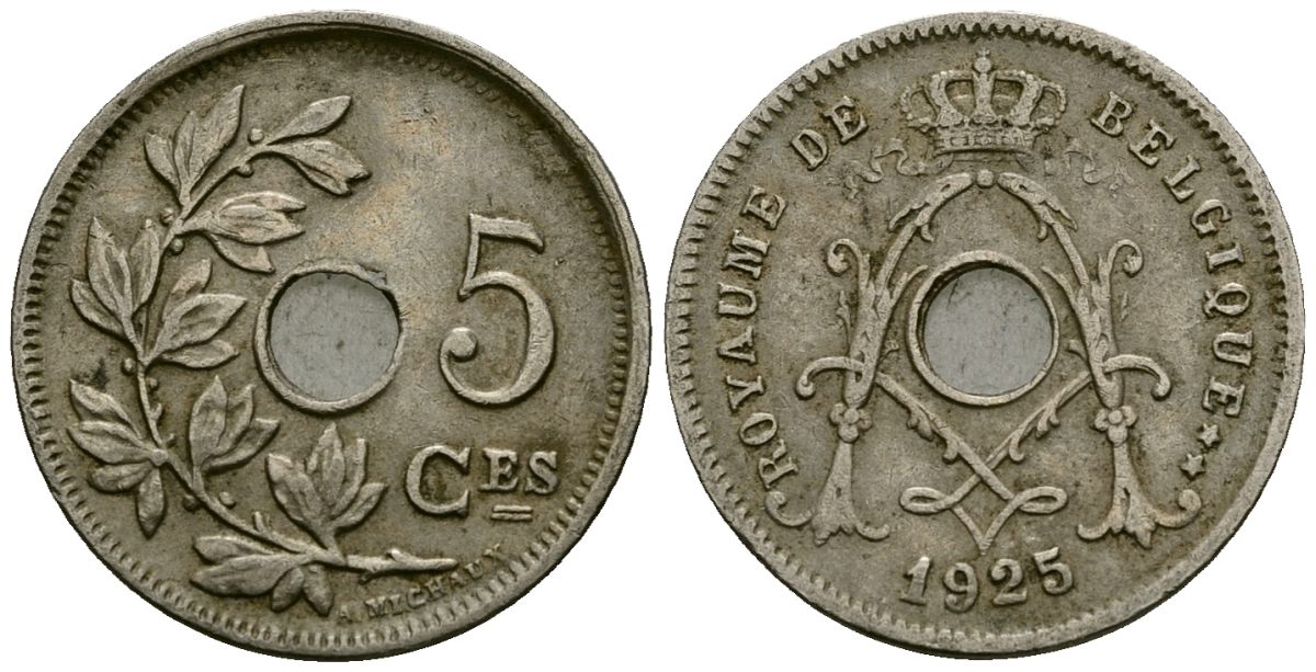 Бельгия 5 сантимов 1925 Belgique, Альберт I (1909-1934) KM 66 медно-никель 4173-535