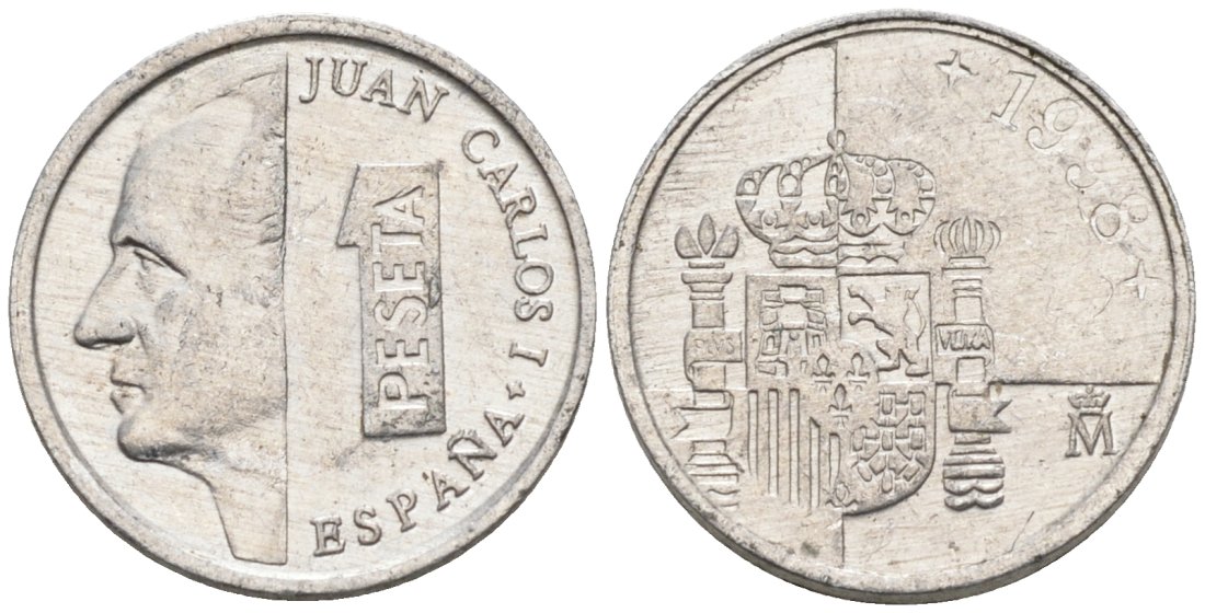 Испания 1 песета 1998 Хуан Карлос I KM 832 алюминий 4567-736