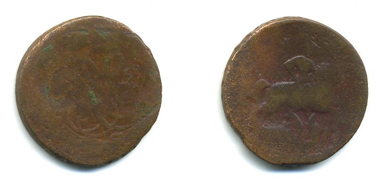 РОССИЯ 1 КОПЕЙКА 1759 медь 61-516