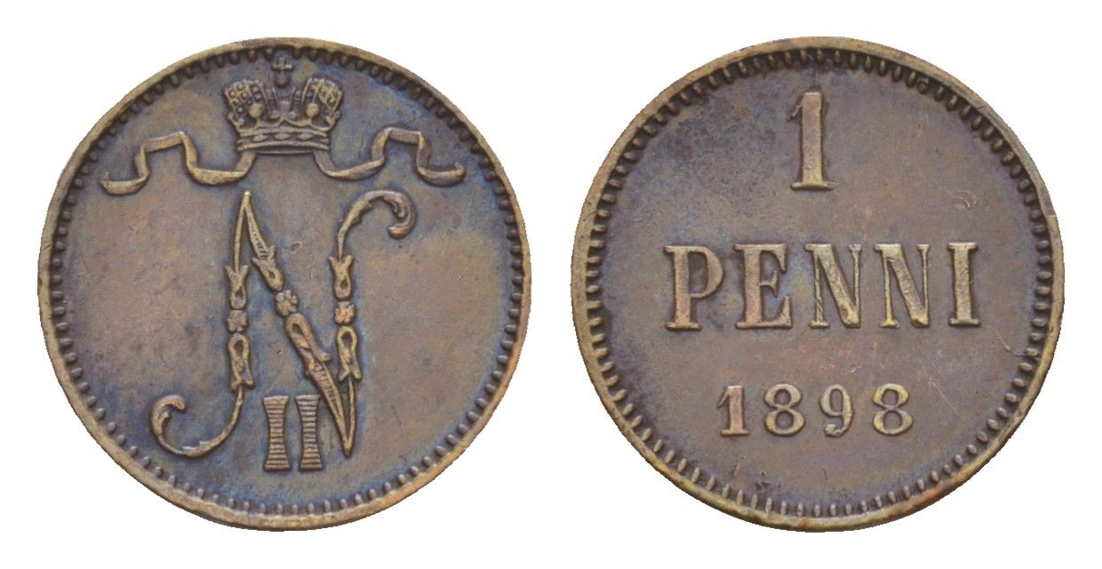 Россия для Финляндии 1 пенни 1898 Николай II (1894-1917) Биткин 459 медь 4658-857