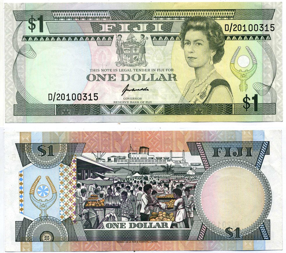 Фиджи 1 доллар 1993 подпись KUBUABOLA Pick 89а бумага XF 2192-68-2-2