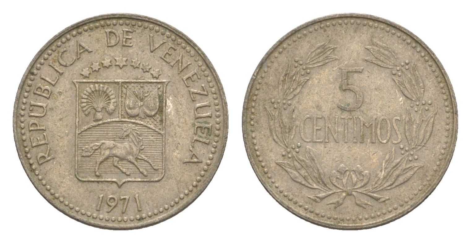 Венесуэла 5 сентимо 1971 Y 38.3 медно-никель 4580-112