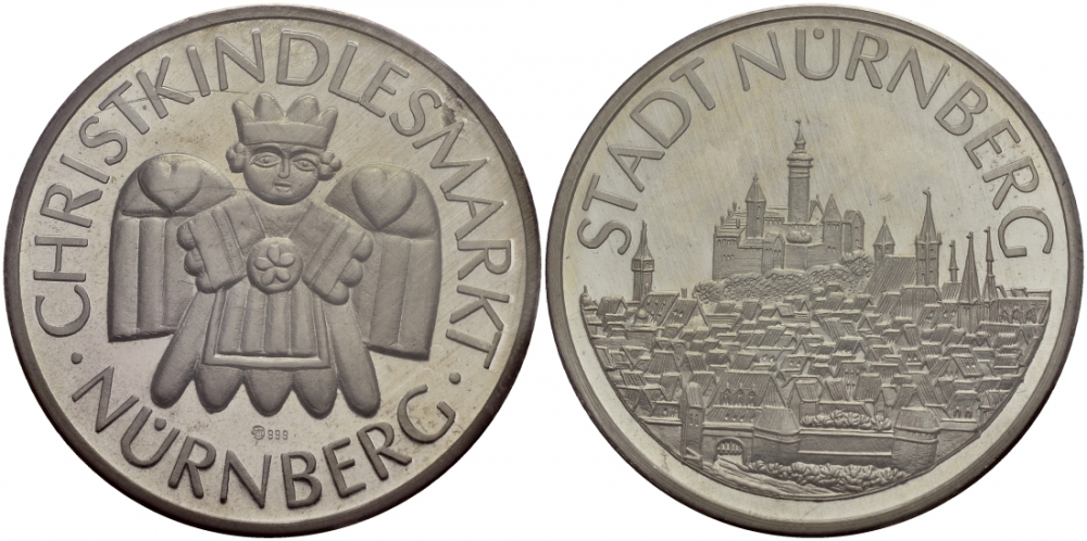 ГЕРМАНИЯ МЕДАЛЬ ND РЫНОК МЛАДЕНЦА ХРИСТА, ГОРОД НЮРНБЕРГ, В ЗАПАЙКЕ, 999, ВЕС 16,5 ГР., ДИАМЕТР 36 ММ. серебро PROOF 272-1721