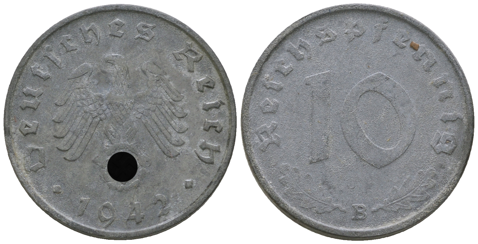 Германия 10 рейхспфеннигов 1942 B KM 101, J. 371 цинк  4589-1234