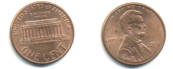 США 1 ЦЕНТ 2003 ЛИНКОЛЬН KM 201b цинк плакированный медью 86-446