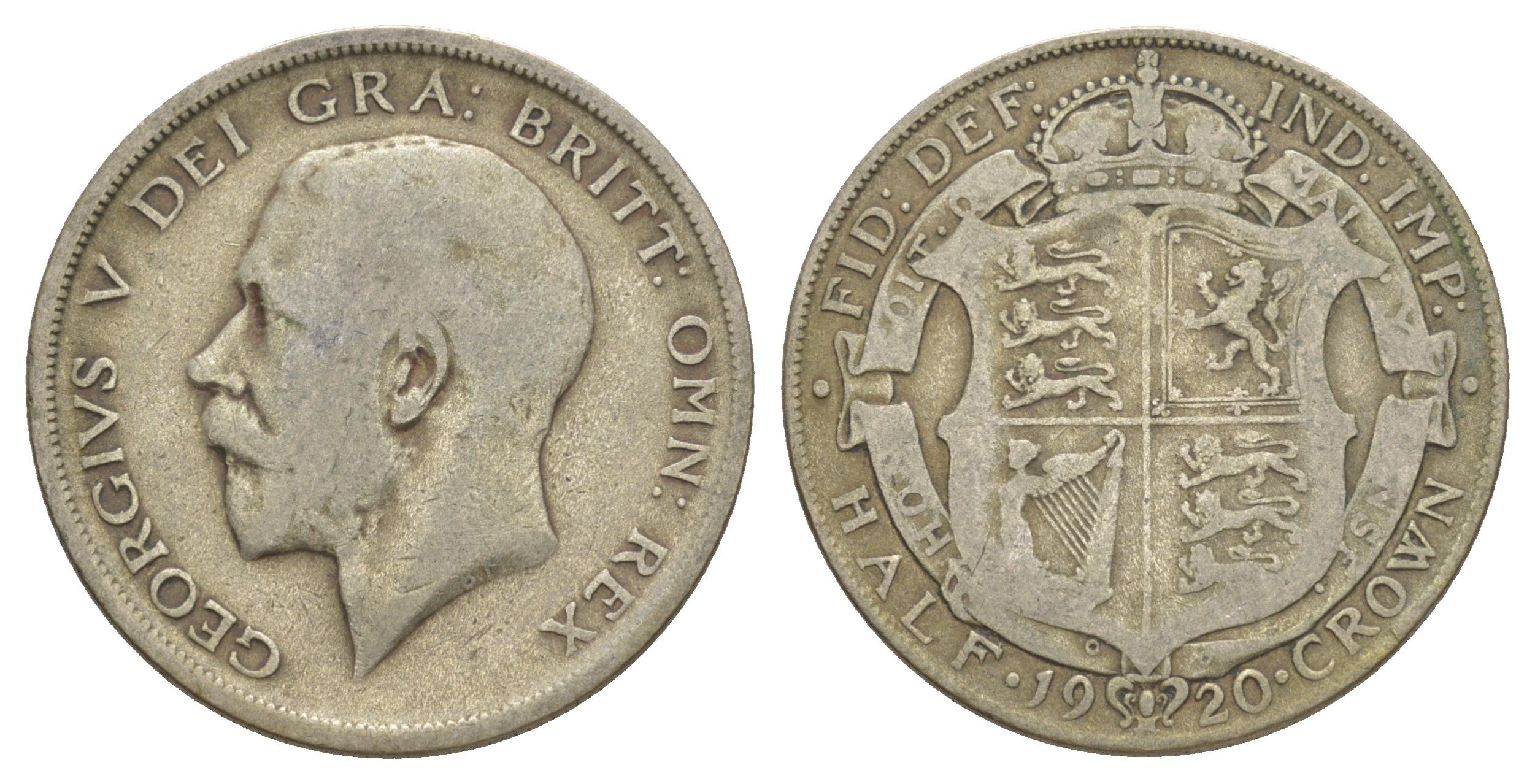 Великобритания 1/2 кроны 1920 Георг V (1910-1936) KM 818.1a, Spink 4021 серебро 4168-526