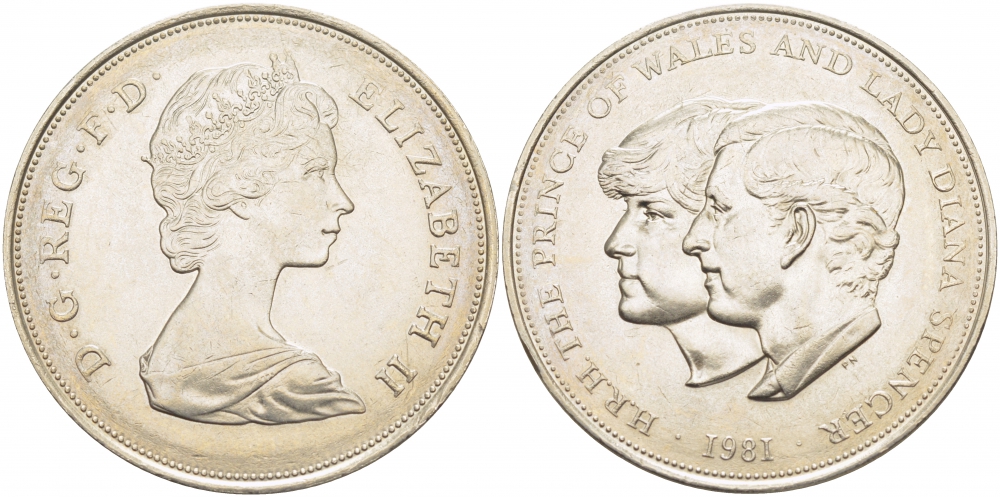 Великобритания 25 пенсов 1981 Королевская свадьба принца Чарльза и леди Дианы, Елизавета II (1952-2022) KM 925, Spink 4229 медно-никель 107-933