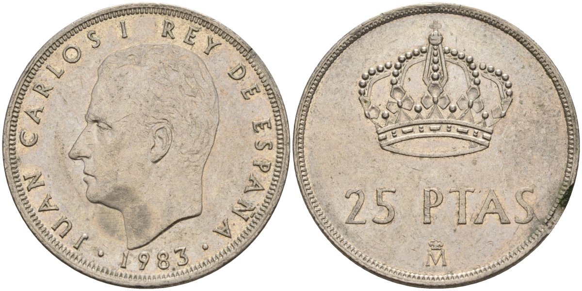 Испания 25 песет 1983 Хуан Карлос I (1975-2014) KM 824 медно-никель 4149-1112