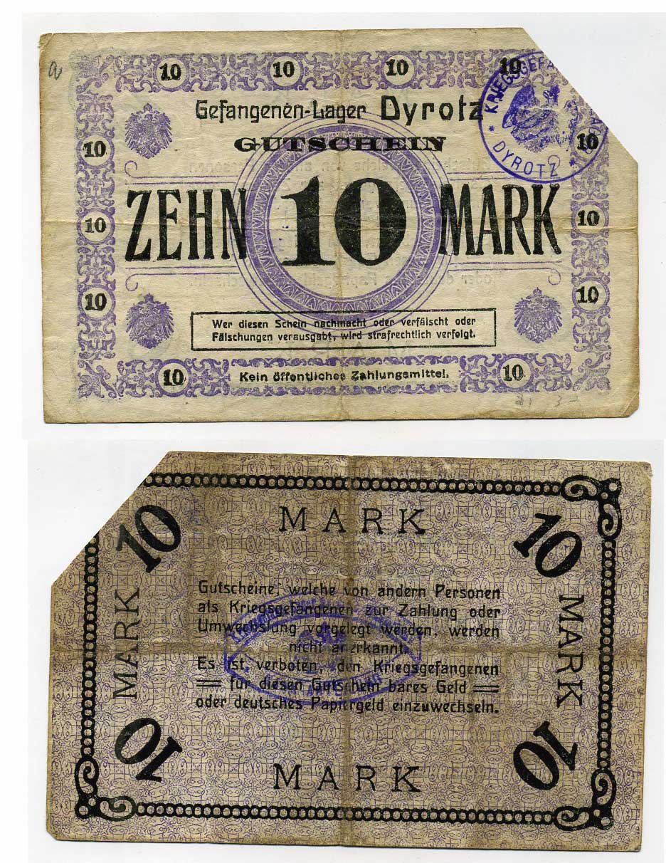 Германия 10 марок ND лагерь военнопленных в Дироце (Dyrotz) C-2918 бумага 000-00-00
