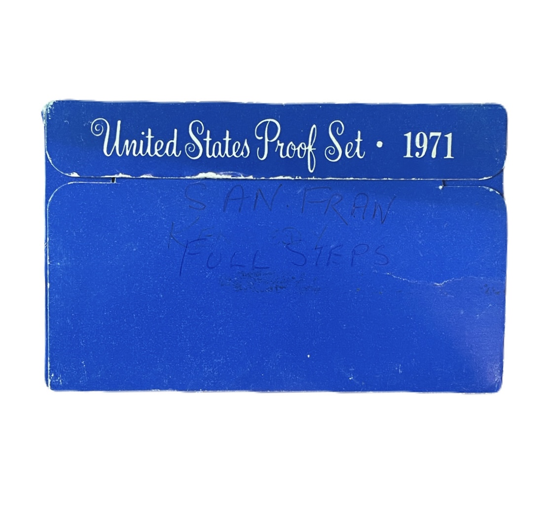 США набор из 5 монет (1, 5, 10 (дайм), 25 (квотер, 1/4 доллара) и 50 (1/2 доллара) центов) 1971 в оригинальной упаковке KM PS132 (164a, A192, 195a, 201 и 202b) PROOF 8-2-06-79