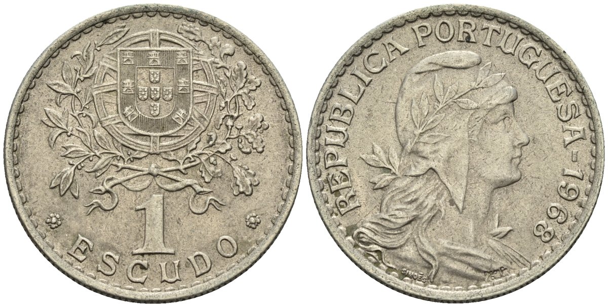 Португалия 1 эскудо 1968 KM 578 медно-никель 4148-423