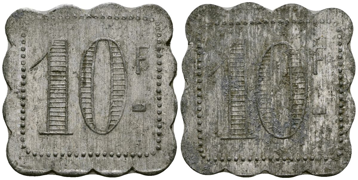 Франция 10 франков ресторанный жетон латунь 4175-942