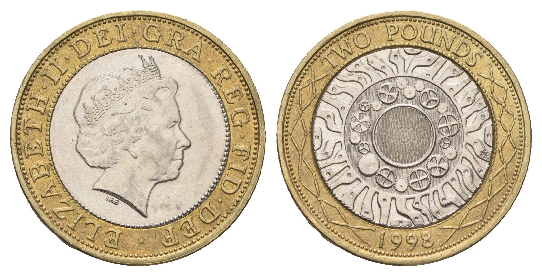 Великобритания 2 фунта 1998 Елизавета II (1952-2022) KM 994, Spink 4570 (K9) биметалл aUNC 77-814
