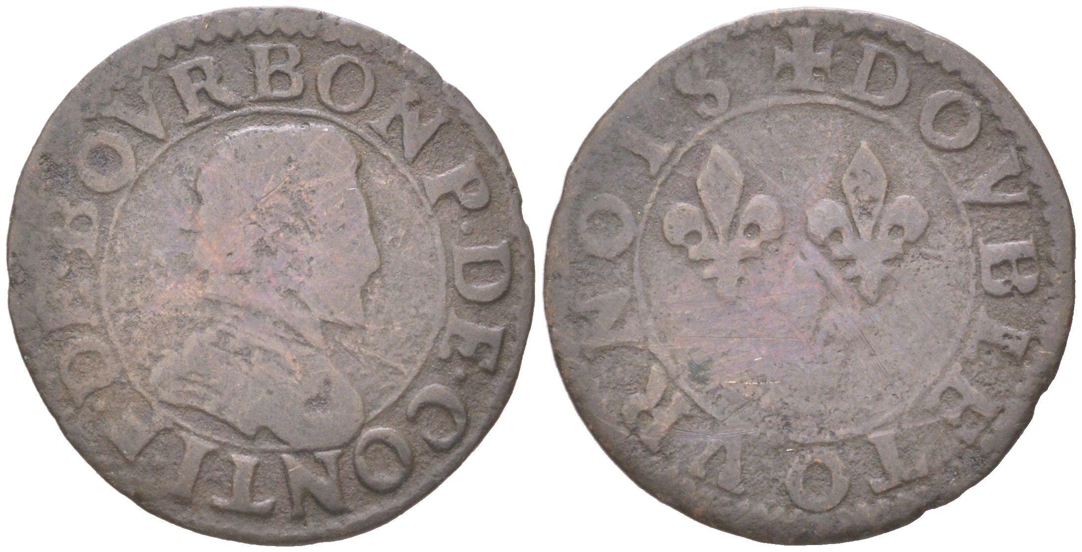 Франция, Шато-Рено двойной турнуа 1605-1614 Франсуа де Бурбон-Конти (1558-1614) Boudeau 1823 медь 4621-716