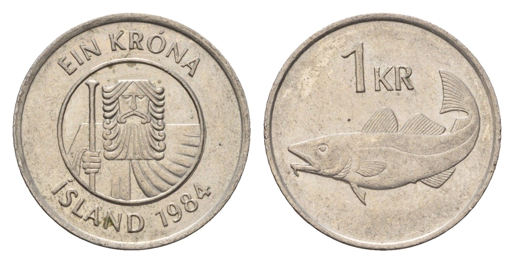 Исландия 1 крона 1984 треска KM 27 медно-никель 4687-835
