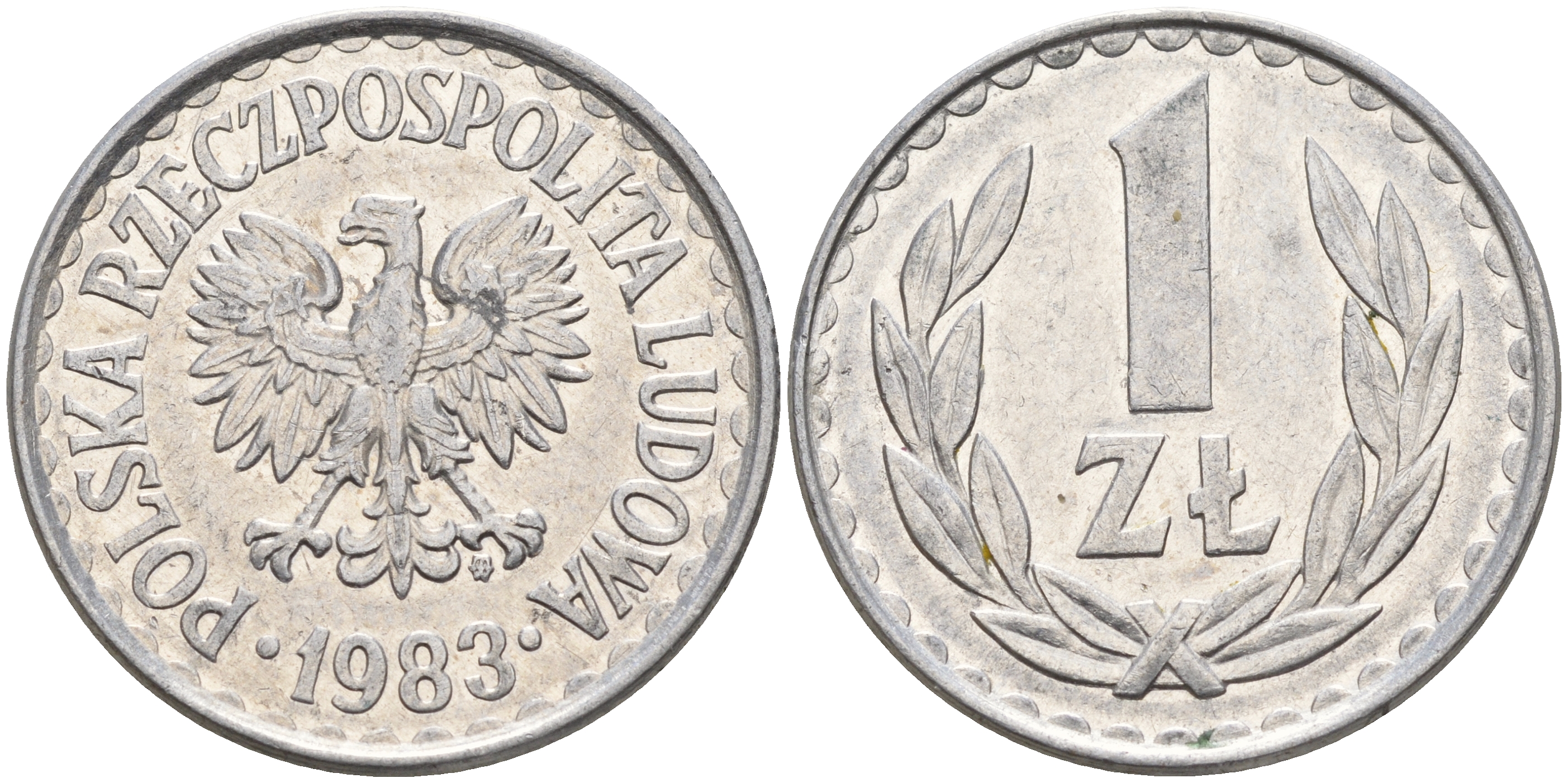 Польша 1 злотый 1983 MW KM 49.1 алюминий    4161-214