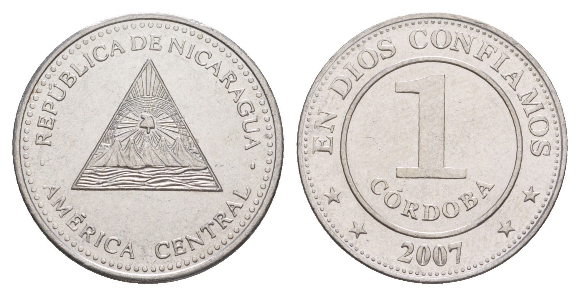 Никарагуа 1 кордоба 2007 KM 101 сталь плакированная никелем UNC 4641-412