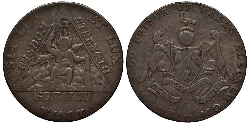 Великобритания 1/2 пенни 1794 24 ноября 1790 выборы принца Уэльского Dalton & Hamer 370 медь 1524-624