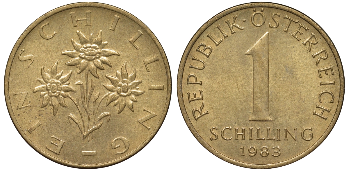 Австрия 1 шиллинг 1983 KM 2886 алюминиевая бронза 51-837