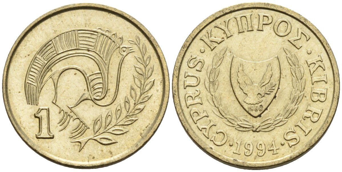 Кипр 1 цент 1994 KM 53.3 никель латунь 4174-1163