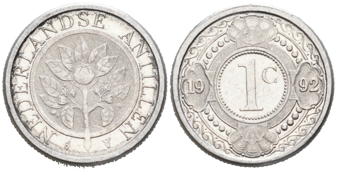 Нидерландские Антилы 1 цент 1992 Беатрикс (1980-2013) KM 32 алюминий 188-1241