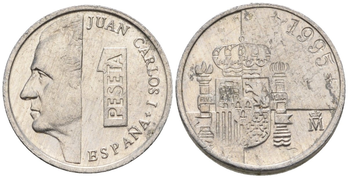 Испания 1 песета 1995 M, Хуан Карлос I (1975-2014) KM 832 алюминий 4602-1158