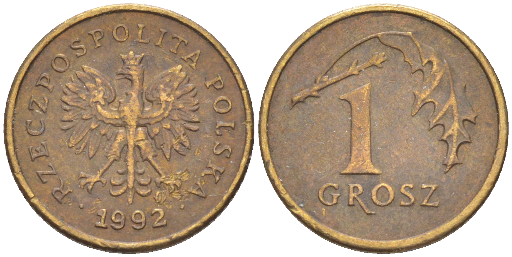 ПОЛЬША 1 ГРОШ 1992 MW KM 276 латунь 187-557