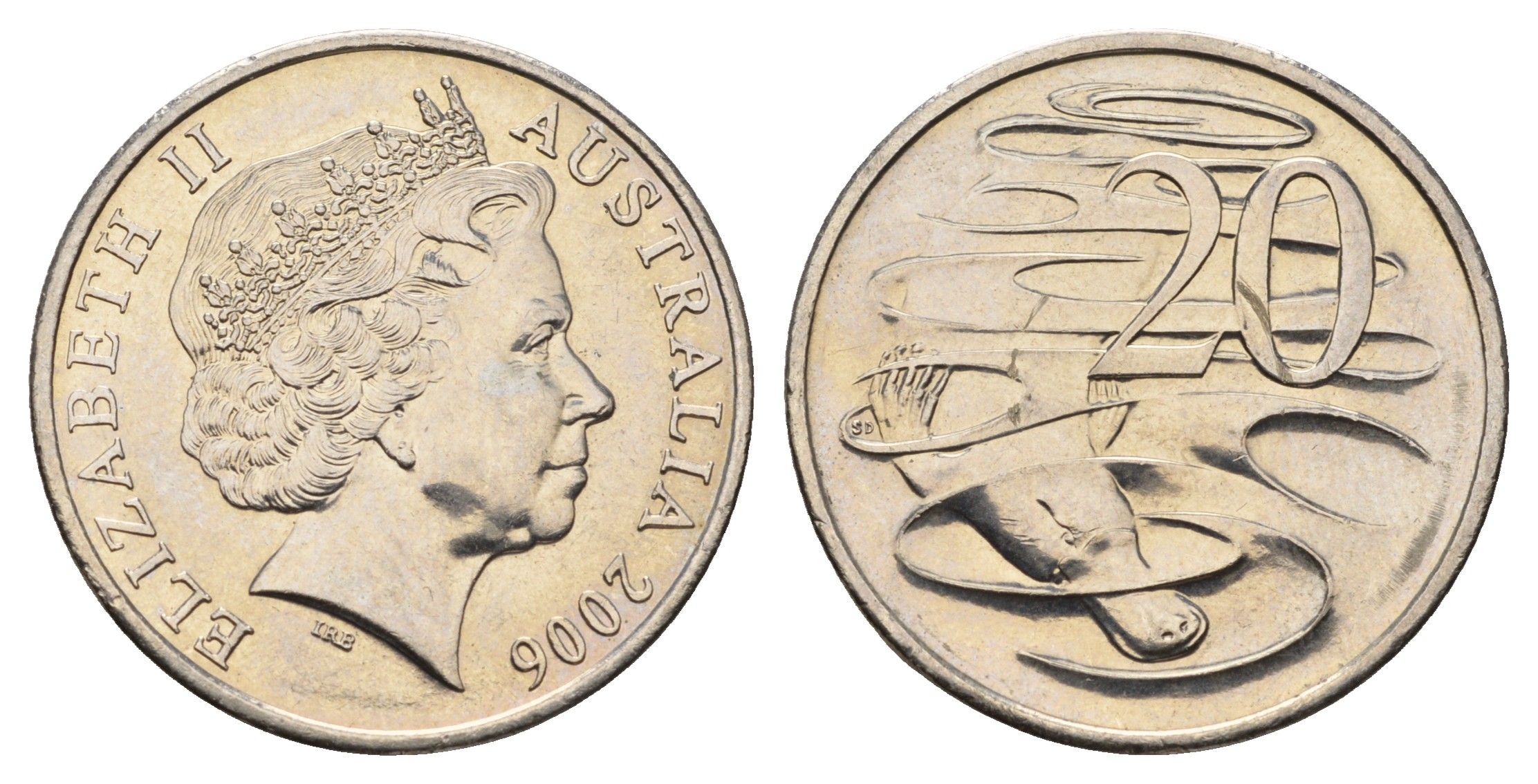 Австралия 20 центов 2006 Елизавета II (1952-2022), утконос KM 403 медно-никель UNC 190-747