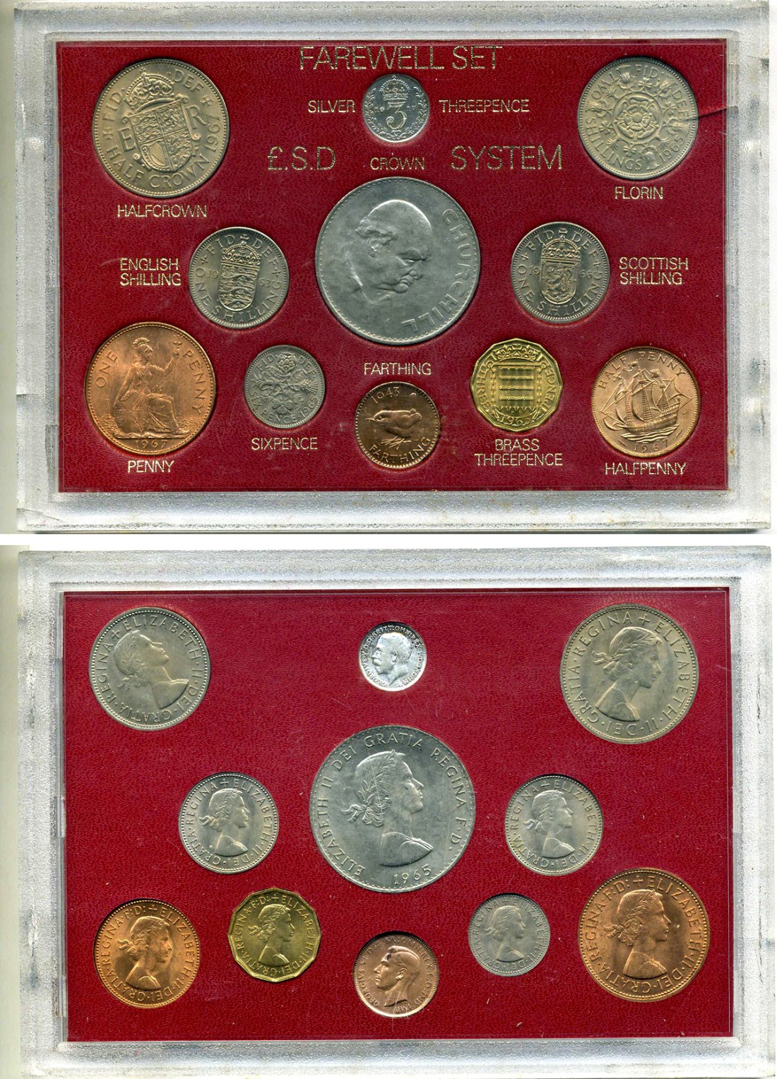 Великобритания набор из 11 монет 1963-167 двенадцатеричная денежная система, крона 1965 года Черчилль, в пластиковой упаковке UNC 3-6-3-25