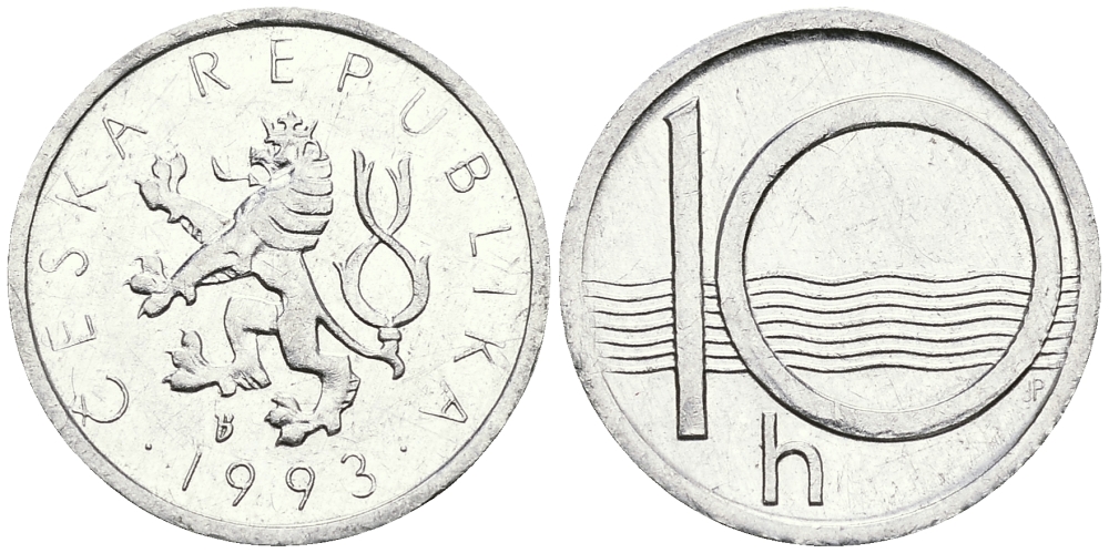 ЧЕХИЯ 10 ГЕЛЛЕРОВ 1993 KM 6 алюминий UNC 540-256