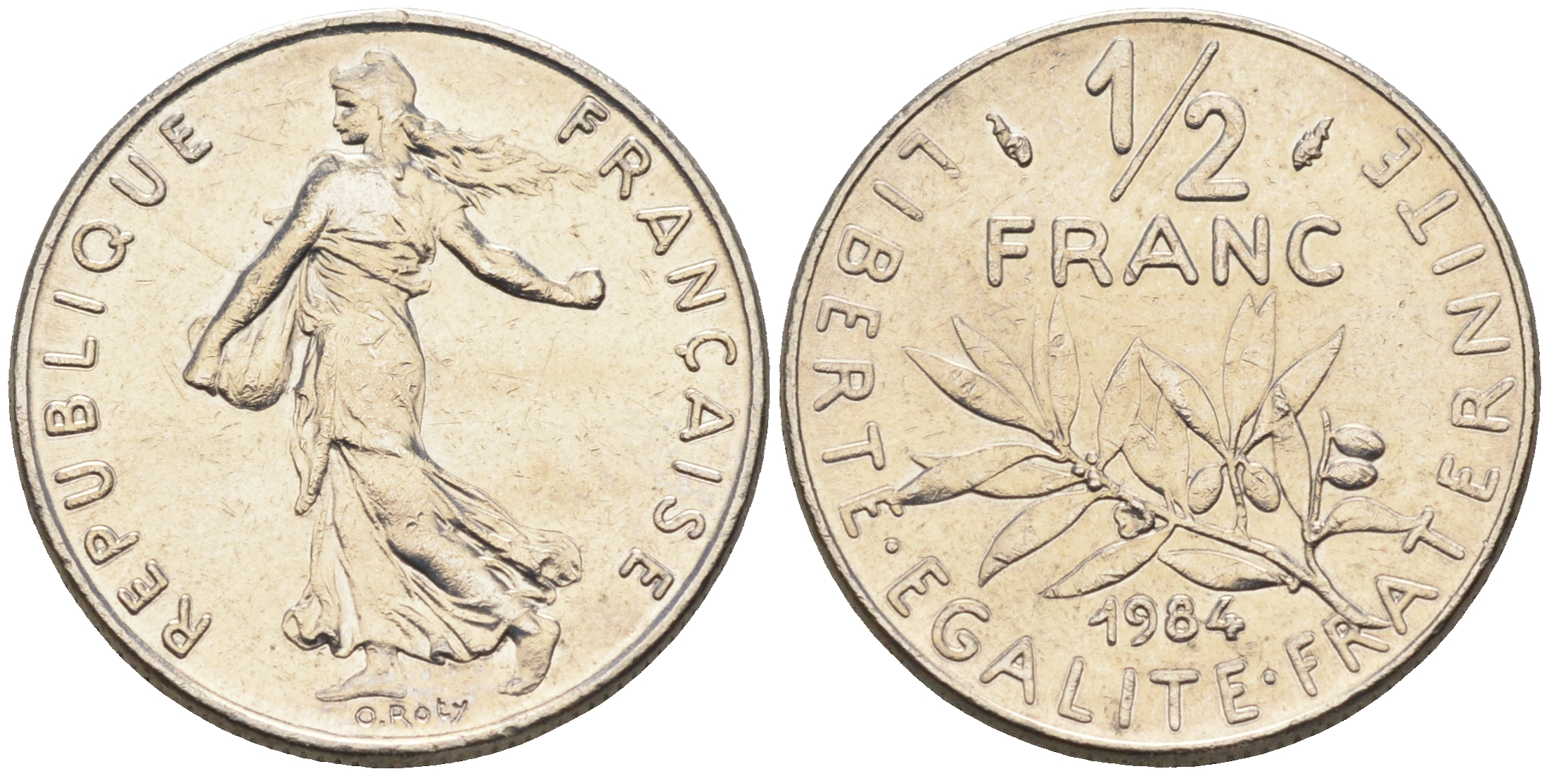 Франция 1/2 франка 1984 сеятель KM 931.1 никель    4169-213