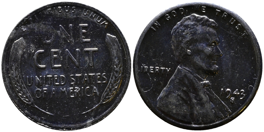 США 1 цент 1943 S (Сан-Франциско), Авраам Линкольн KM 132 a сталь плакированная цинком 4392-1129