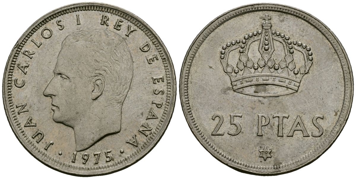 Испания 25 песет 1975 (79) Хуан Карлос I (1975-2014) KM 808 медно-никель 4135-1124