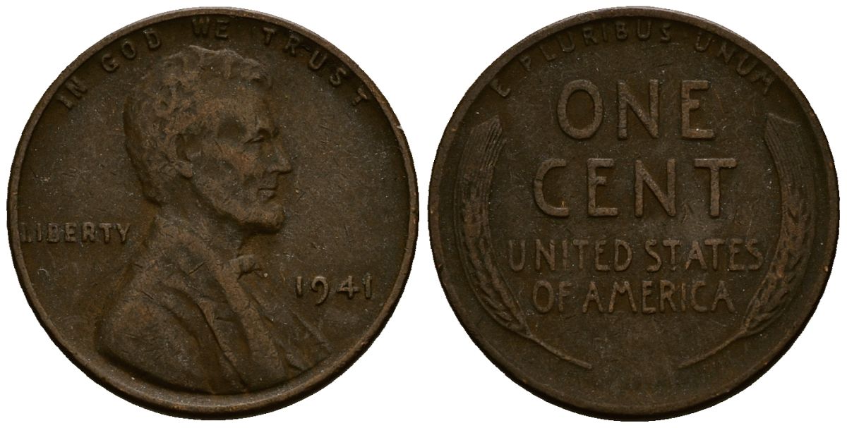 США 1 цент 1941 Линкольн KM 132 бронза 4164-823