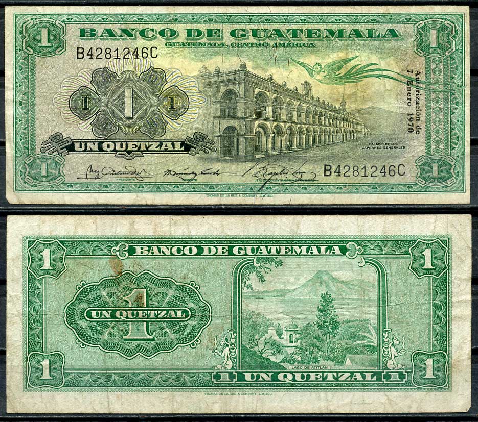 Гватемала 1 кетсаль 1970 Наследие Серро-дель-Кармен, Озеро Атитлан Pick 52 g (1)  бумага 7217-62-2-2
