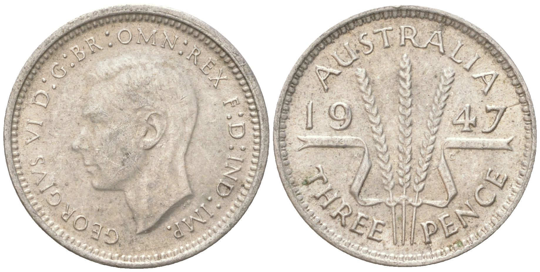 Австралия 3 пенса 1947 Георг V (1936-1952) KM 37a серебро 4621-1163