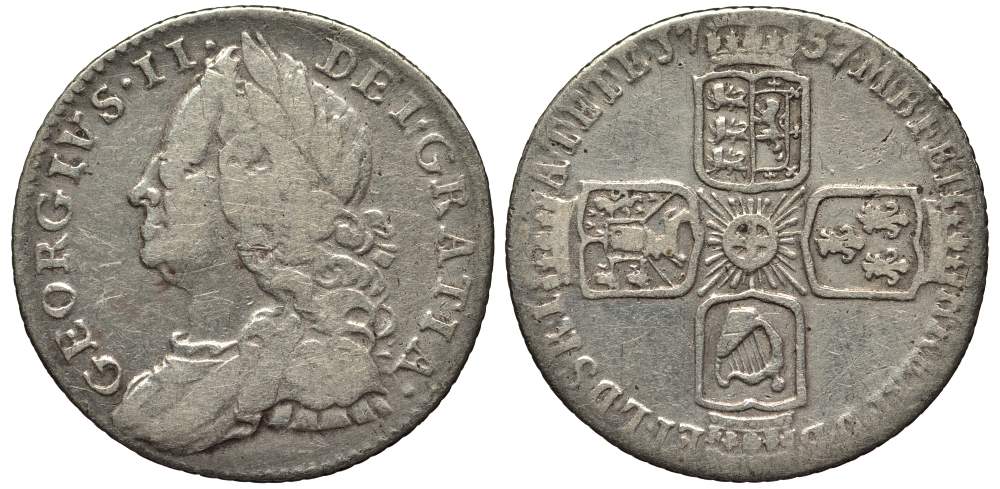 Великобритания 6 пенсов 1757 Георг II (1727-1760) KM 582.2, Spink 3711 серебро 413-3842