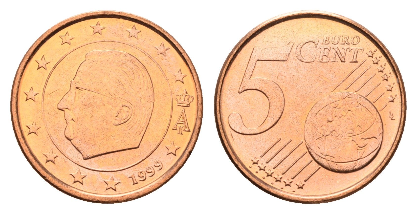 Бельгия 5 евроцентов 1999 Альберт II (1993-2013) KM 226 сталь плакированная медью UNC 4685-212