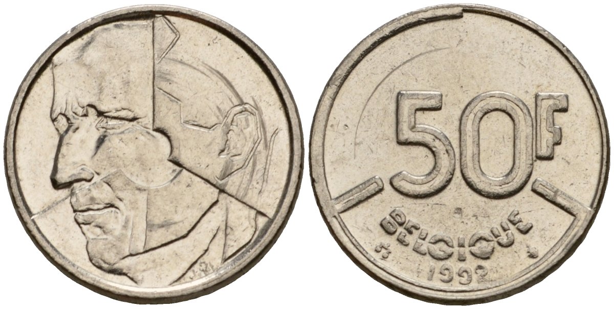 Бельгия 50 франков 1992 Belgique, Бодуэн I (1951-1993) KM 168 никель 4601-125