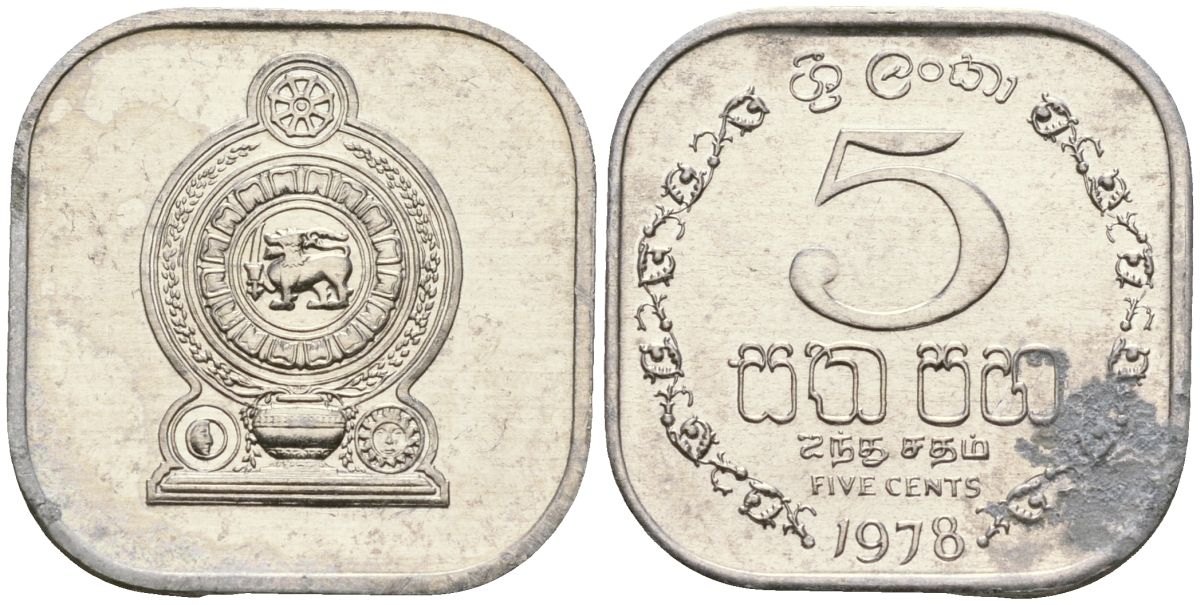 Шри-Ланка 5 центов 1978 KM 139a алюминий 4136-563