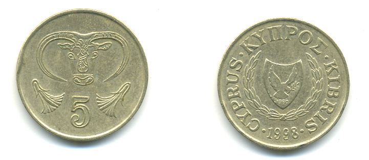 КИПР 5 ЦЕНТОВ 1998 KM 55.3 никель латунь 176-415