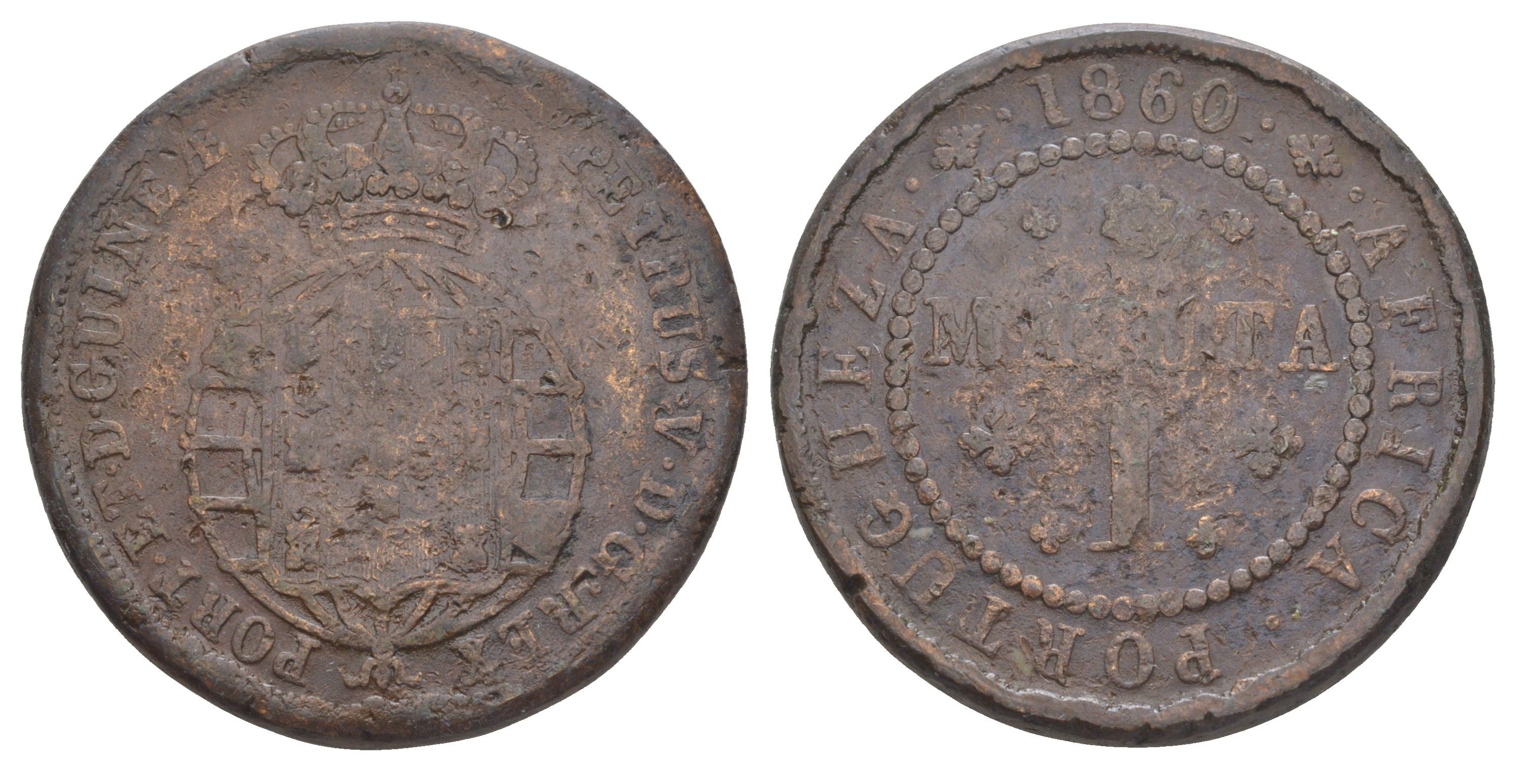 Ангола 1 макута 1860 KM 59 медь 1524-942