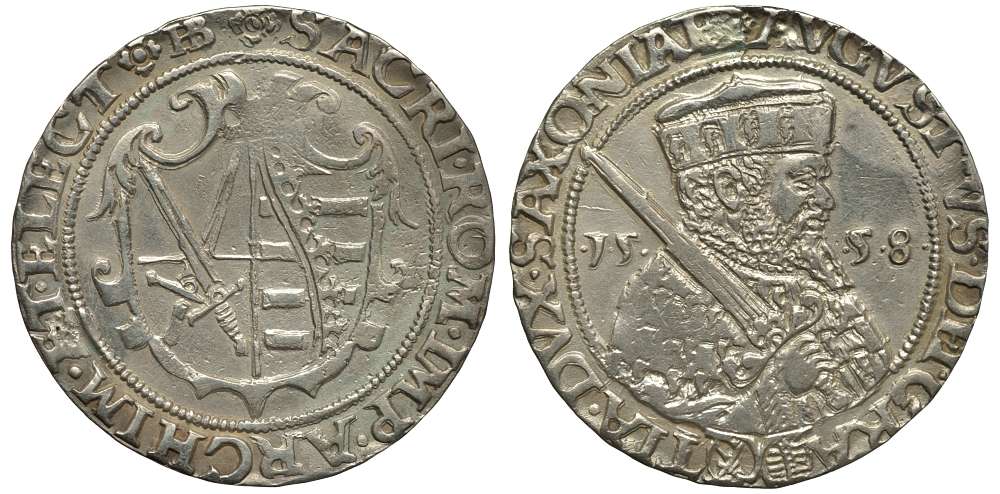 Саксония 1/4 талера 1558 HB, Август (1553-1586), Альбертинская линия, вес 5,82 г Keilitz/Kahnt 95.1 vergl. (1557). серебро 00-000-00