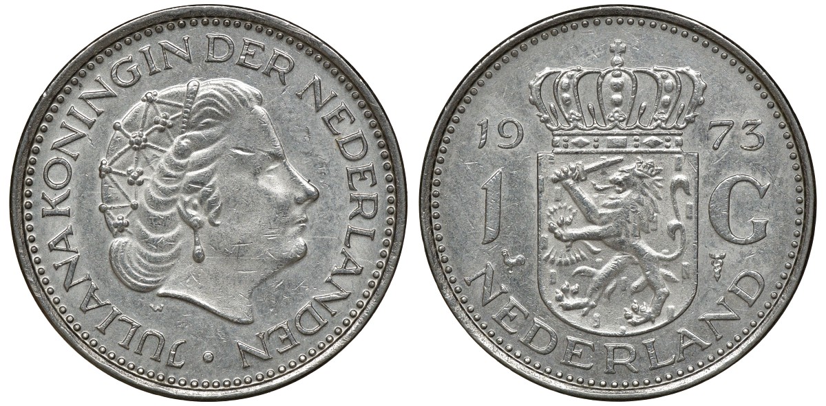 Нидерланды 1 гульден 1973 Юлиана (1948-1980) KM 184a никель 72-1743