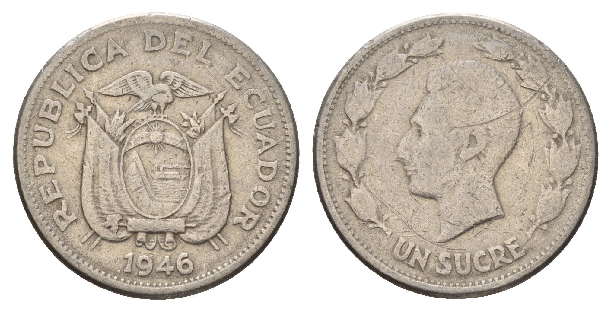 Эквадор 1 сукре 1946 год-тип KM 78.2 никель 4135-1054