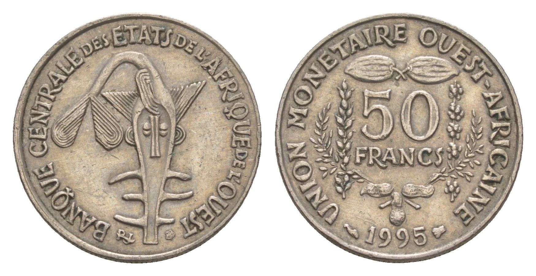 Западная Африка (BCEAO) 50 франков 1995 KM 6 медно-никель 4655-828