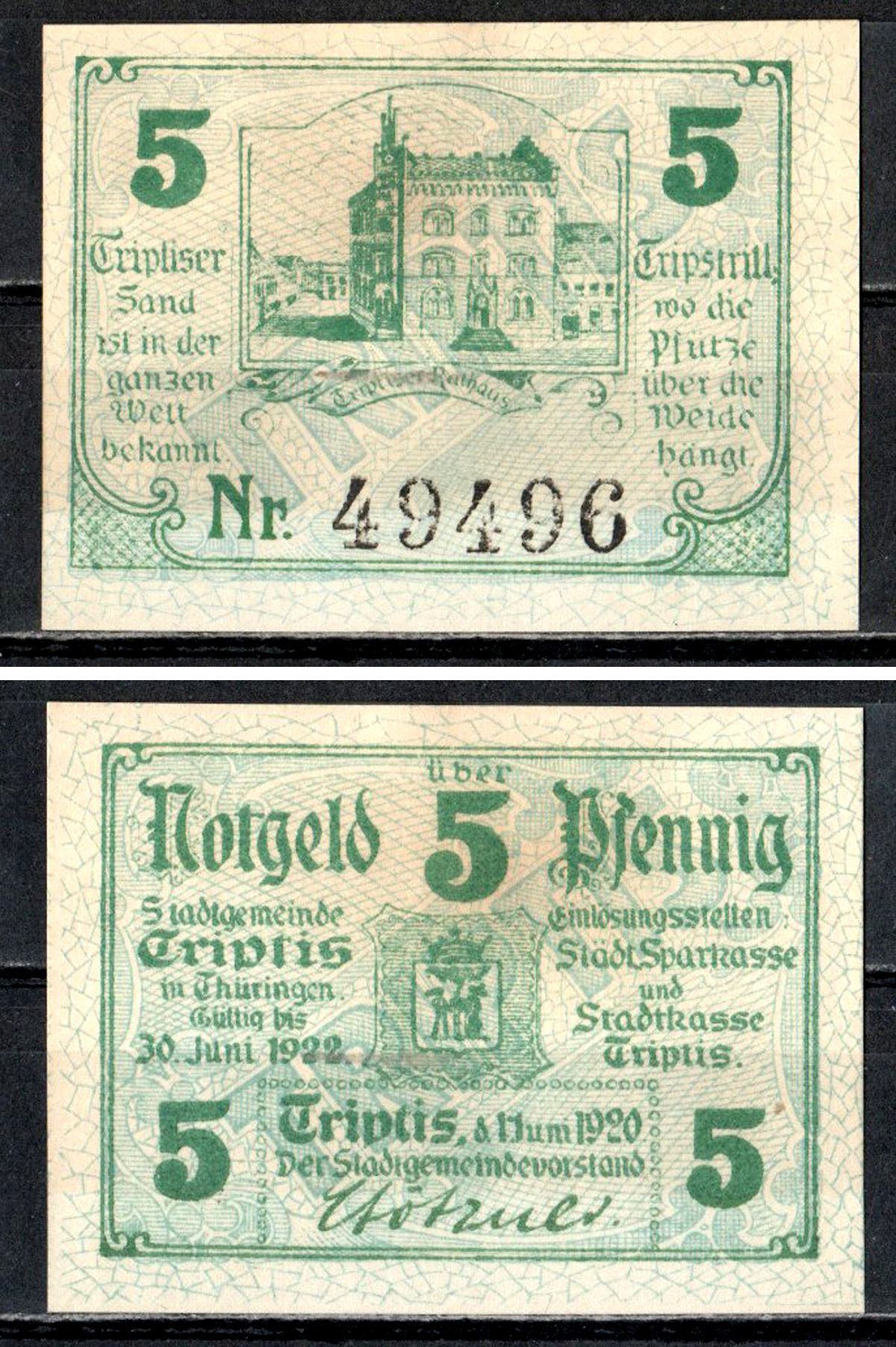 Триптис (Тюрингия) 5 пфеннигов 1921 7555-49-3-1