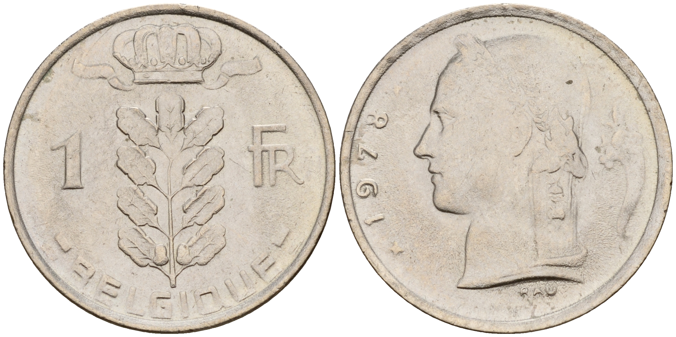 Бельгия 1 франк 1978 Belgique KM 142.1 медно-никель  UNC  4187-114